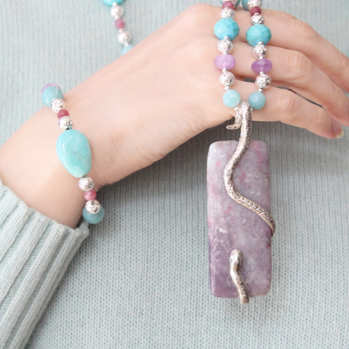 Bracciale serpente azzurro
