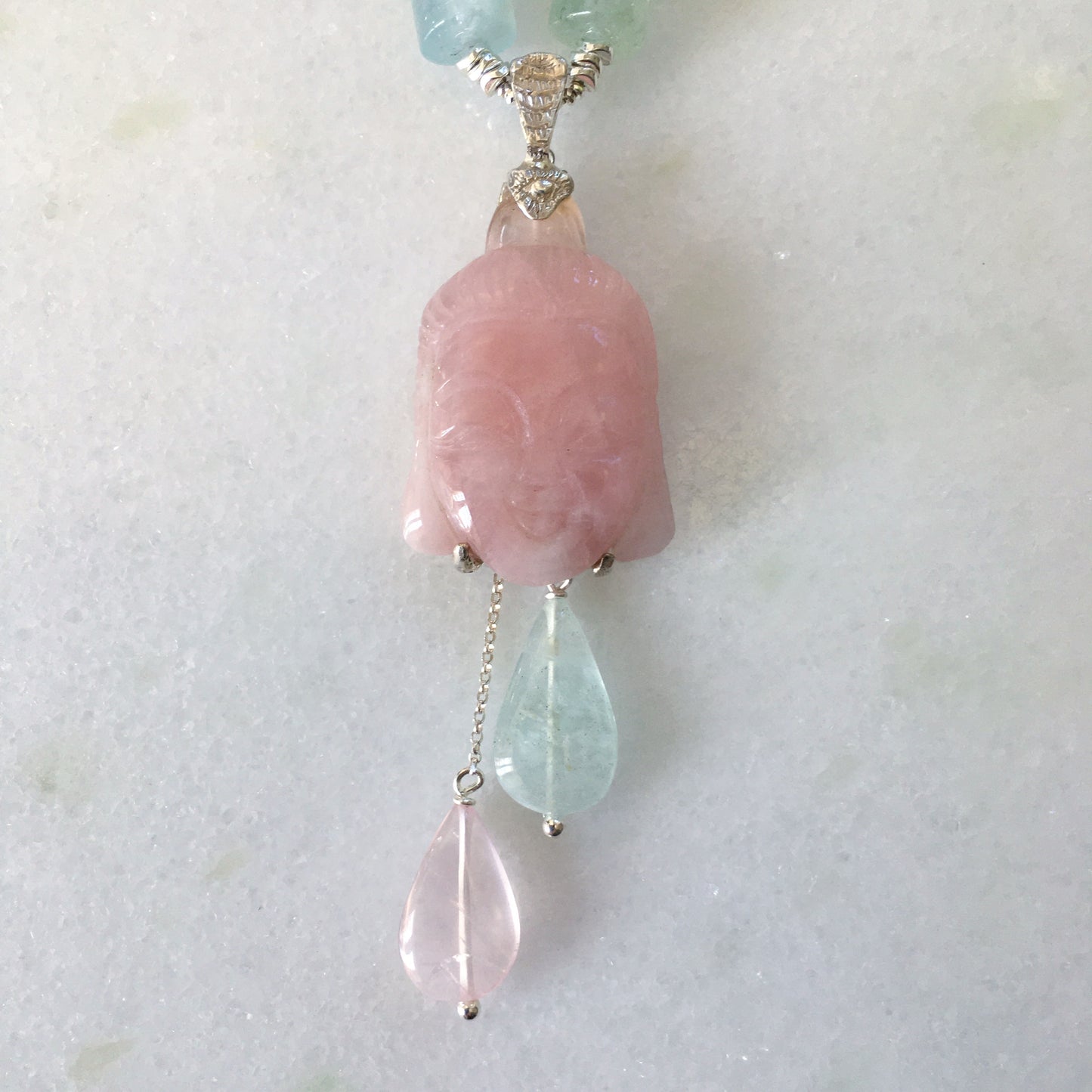 Collana Buddha e acquamarina
