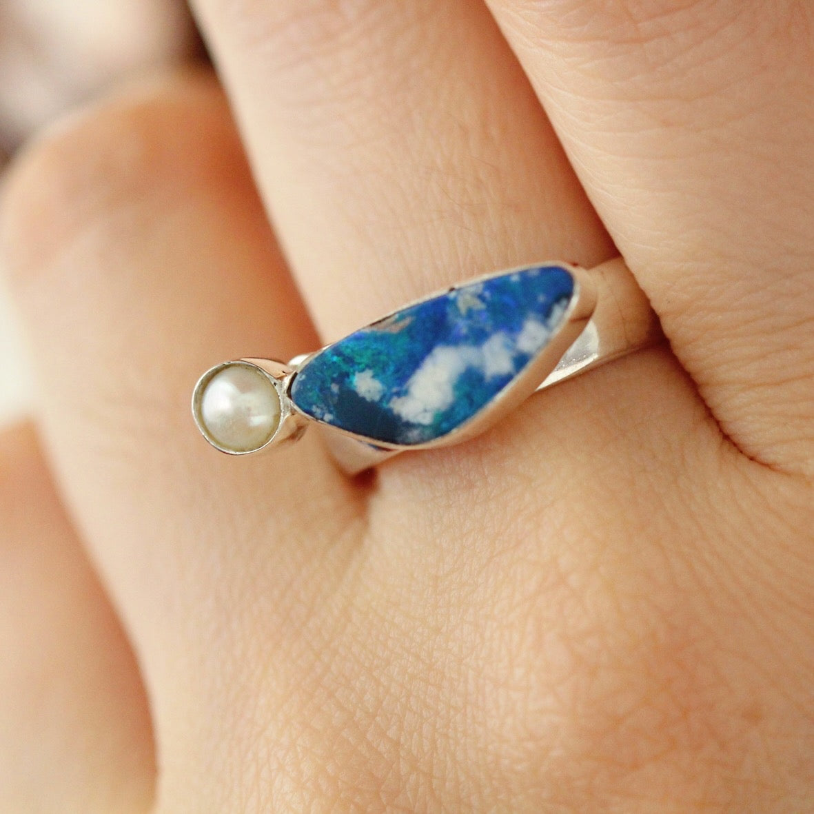 Anello Opale e perla