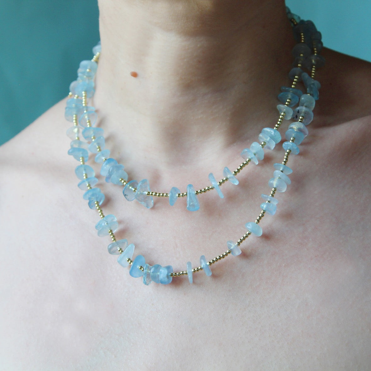 Collana essenziale acquamarina
