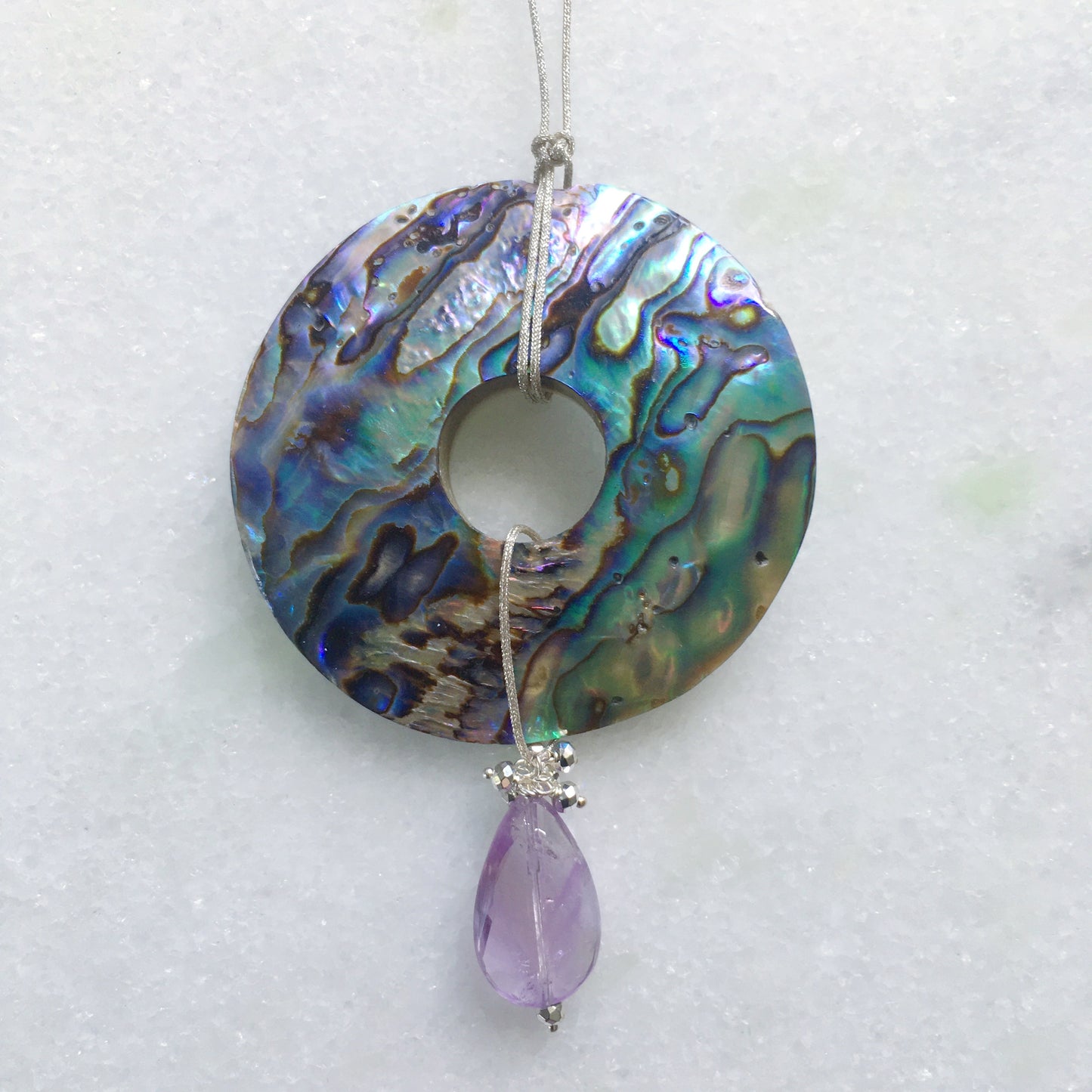 Ciondolo Phi Abalone ametista