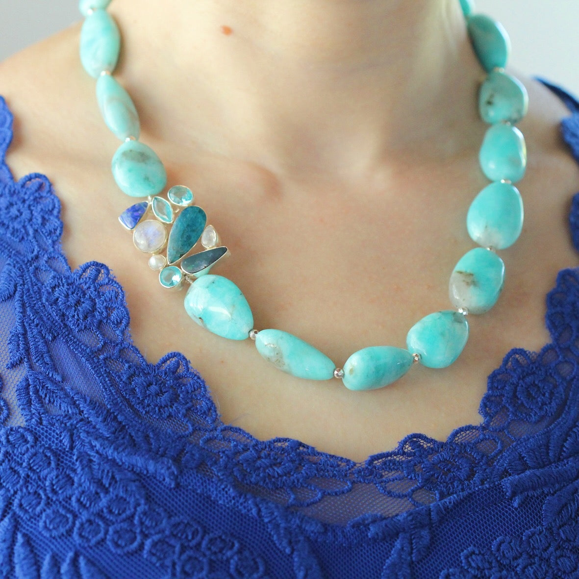 Collana mosaico amazzonite