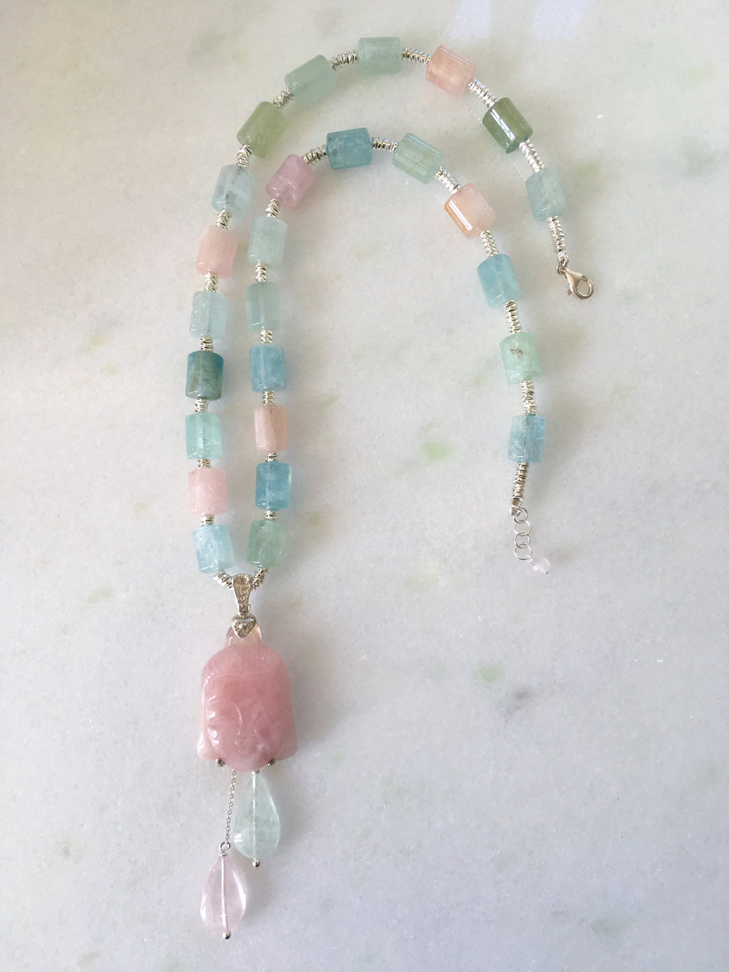 Collana Buddha e acquamarina