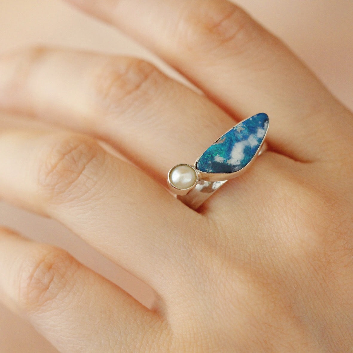 Anello Opale e perla