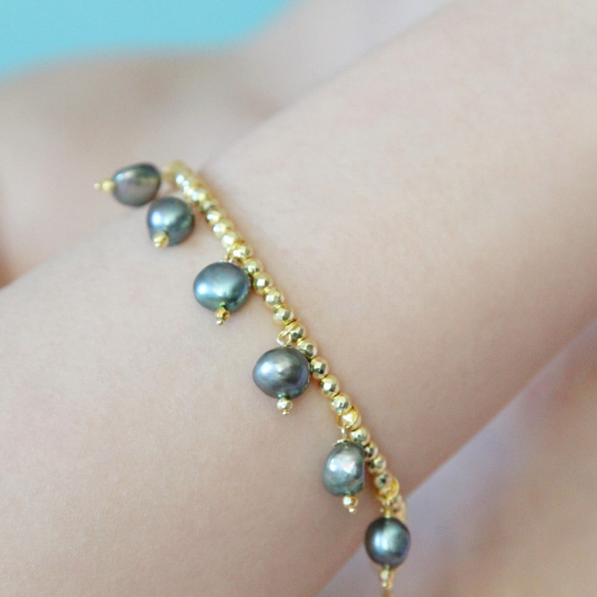 Bracciale Charms di perle verdi