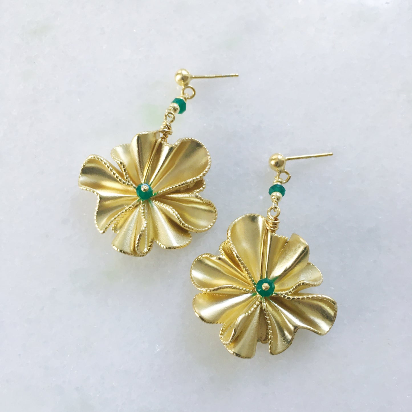 Orecchini Peonia verde