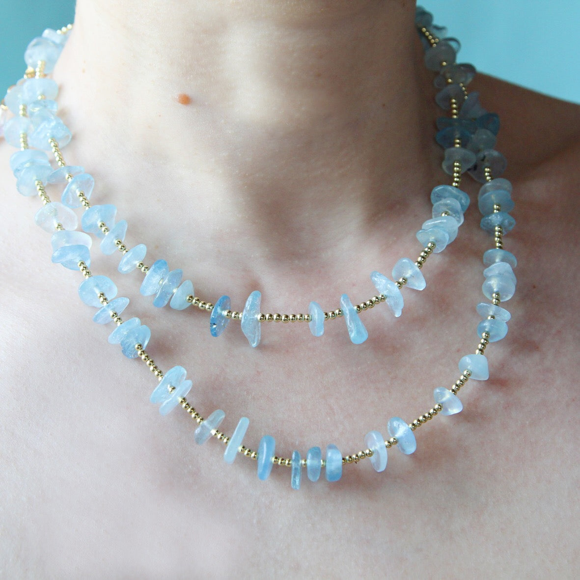 Collana essenziale acquamarina