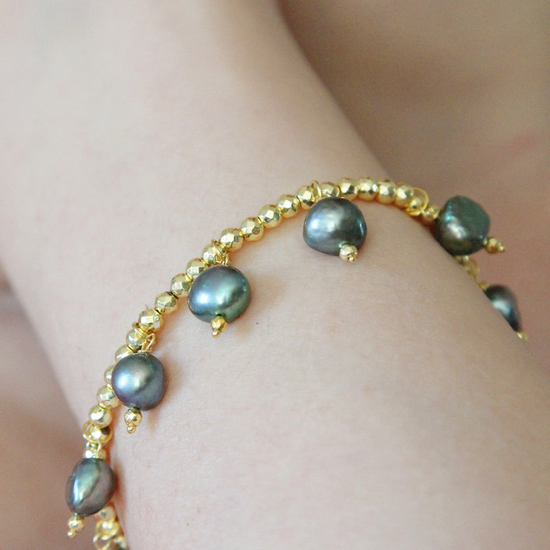 Bracciale Charms di perle verdi