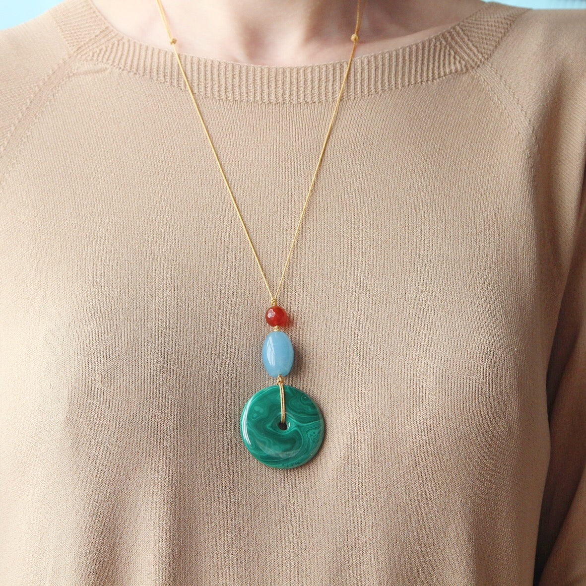 Ciondolo phi di Malachite n.3