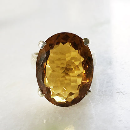 Anello quarzo miele