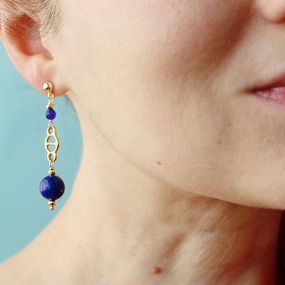 Orecchini Decò blu corti