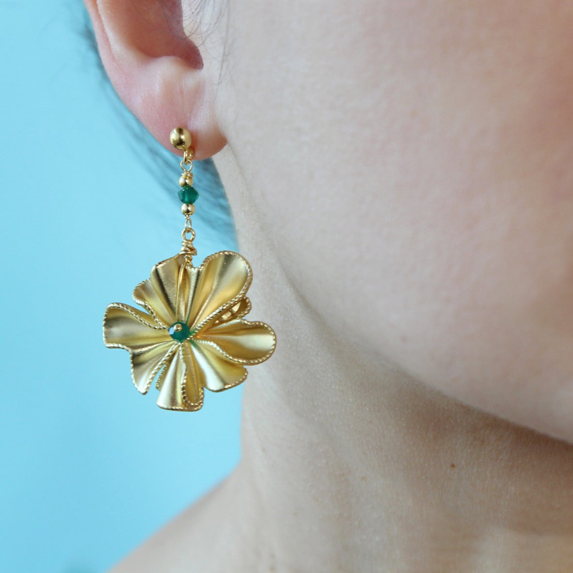 Orecchini Peonia verde