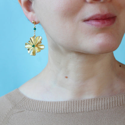 Orecchini Peonia verde