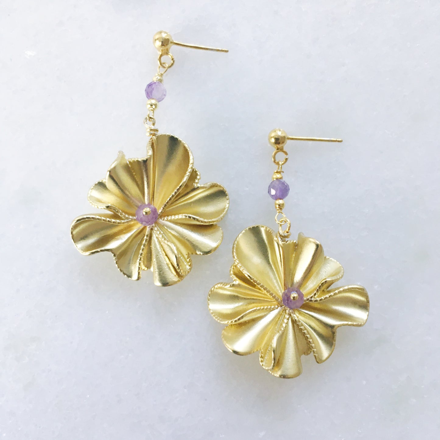 Orecchini Peonia viola