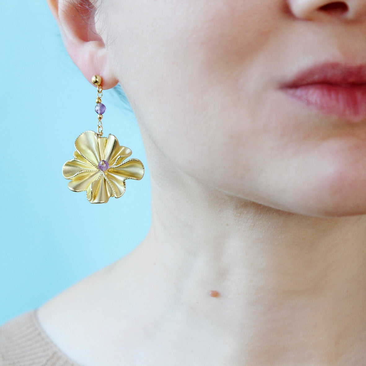 Orecchini Peonia viola