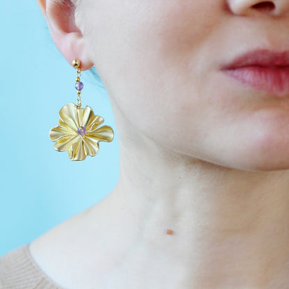 Orecchini Peonia viola