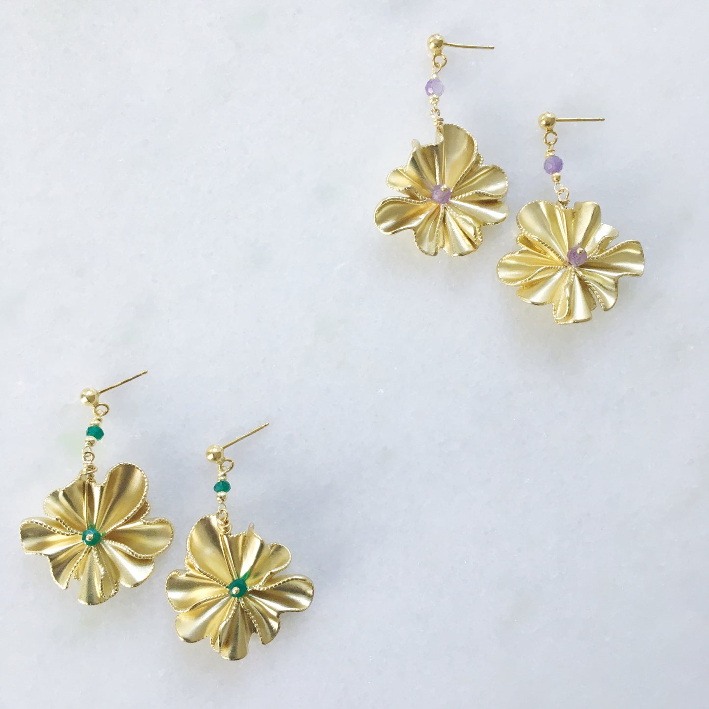 Orecchini Peonia verde