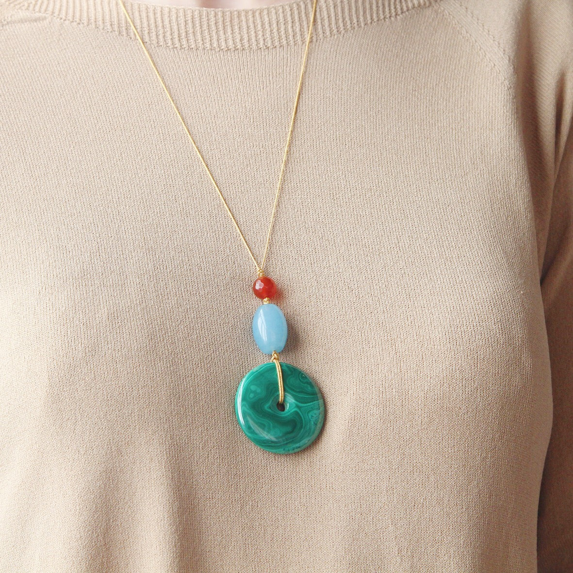 Ciondolo phi di Malachite n.3