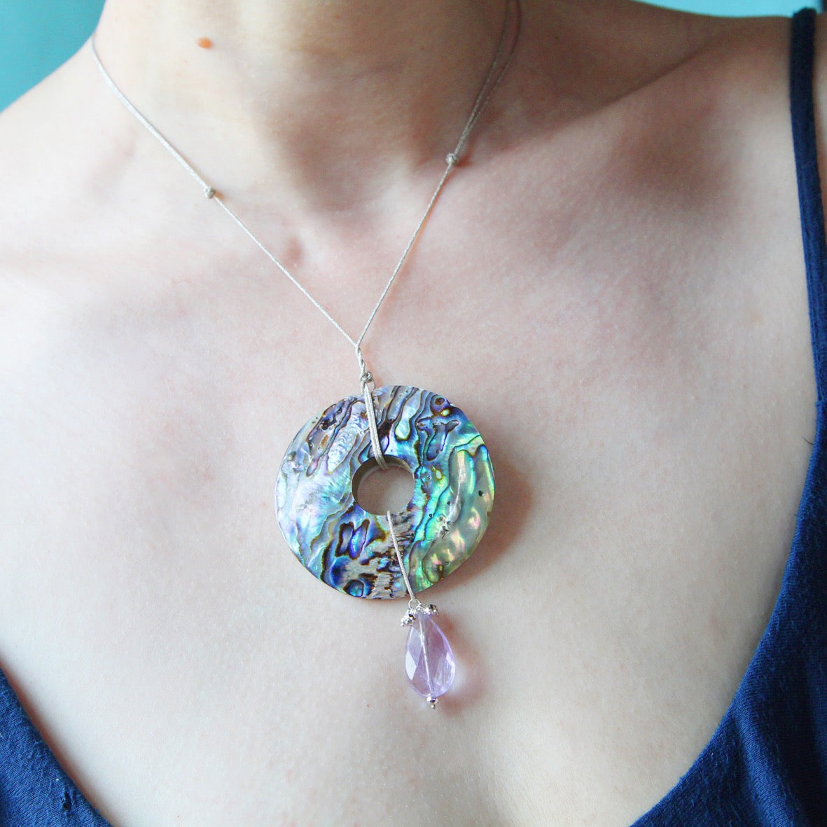 Ciondolo Phi Abalone ametista