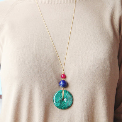 Ciondolo phi di Malachite n.1
