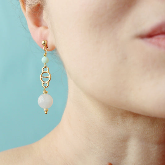 Orecchini Decò azzurri corti