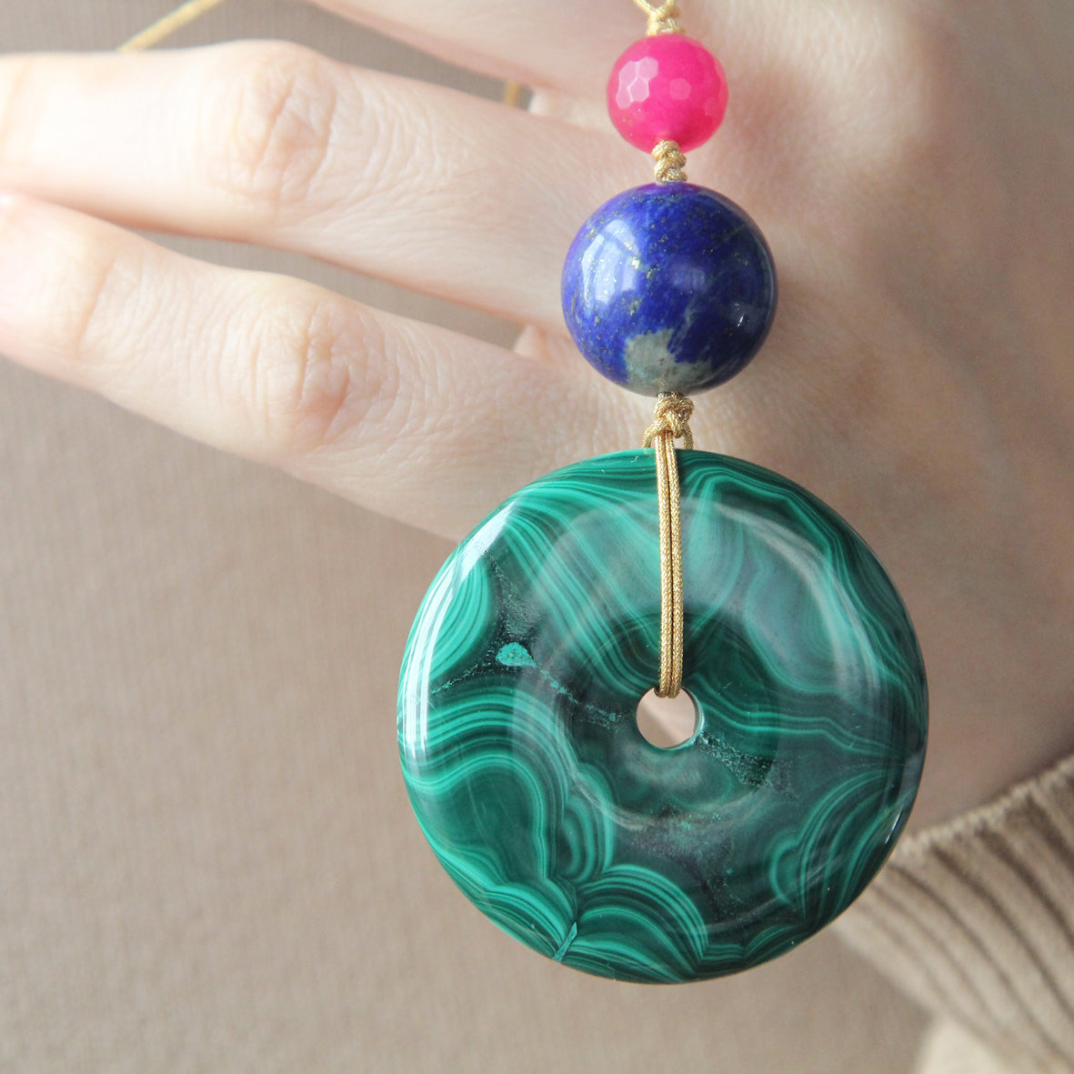 Ciondolo phi di Malachite n.1