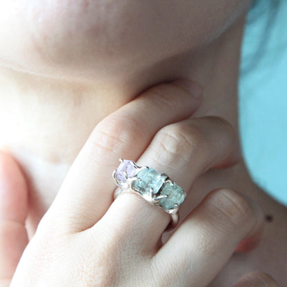 Anello trilogy acquamarina