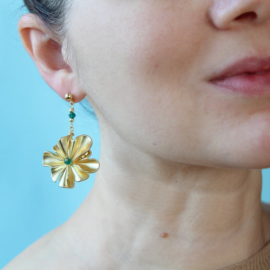 Orecchini Peonia verde