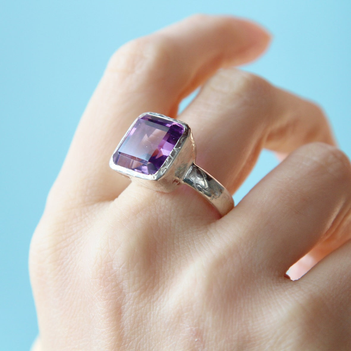 Anello Ametista taglio quadrato