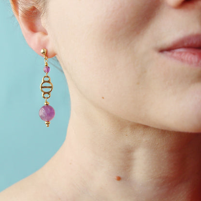 Orecchini Decò viola corti