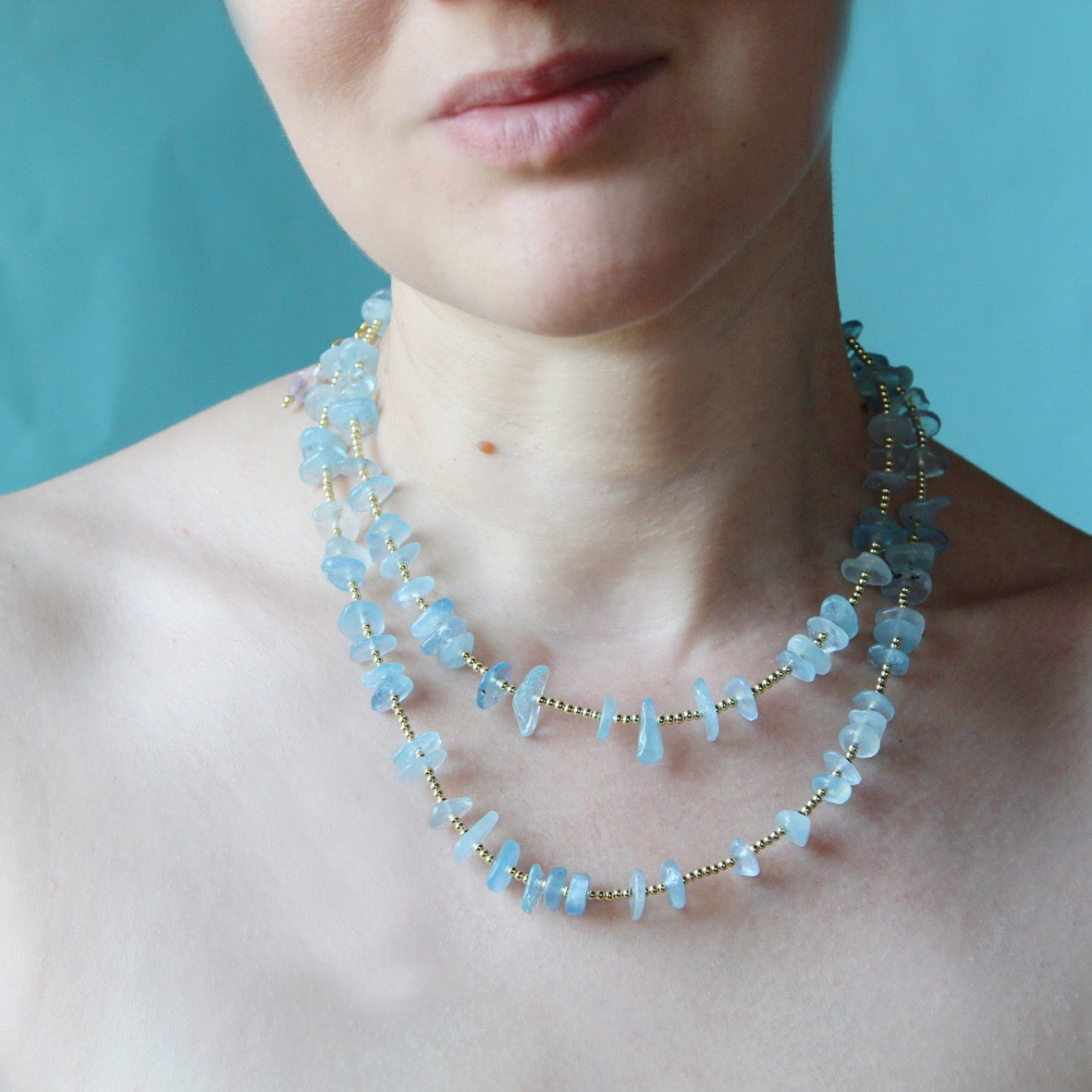 Collana essenziale acquamarina
