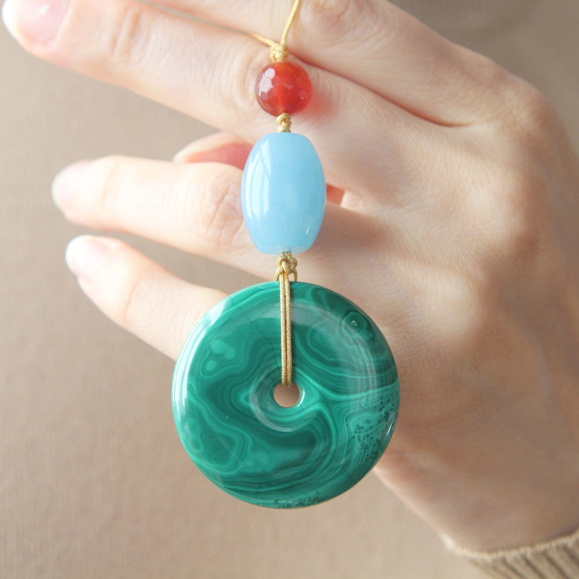 Ciondolo phi di Malachite n.3