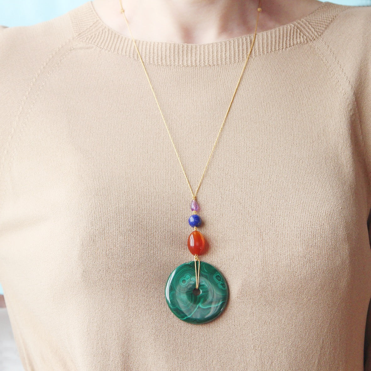 Ciondolo phi di Malachite n.2