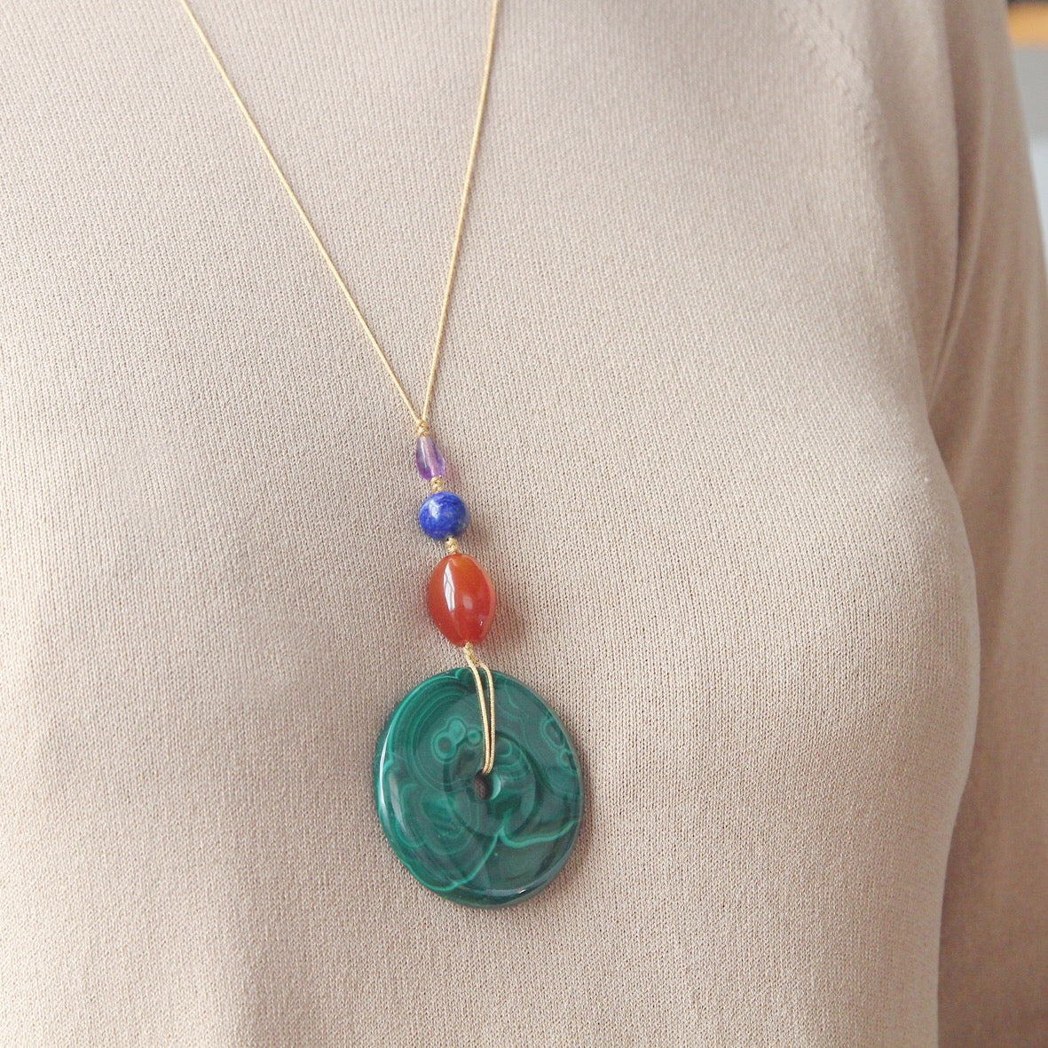 Ciondolo phi di Malachite n.2