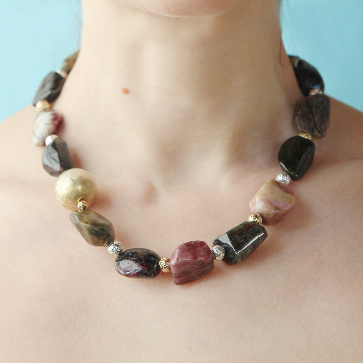 Collana sfera e tormaline
