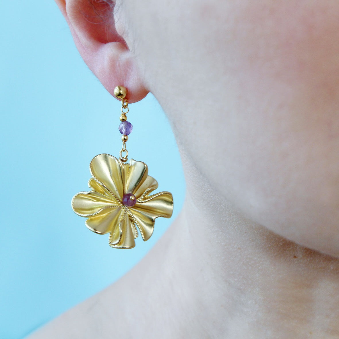 Orecchini Peonia viola